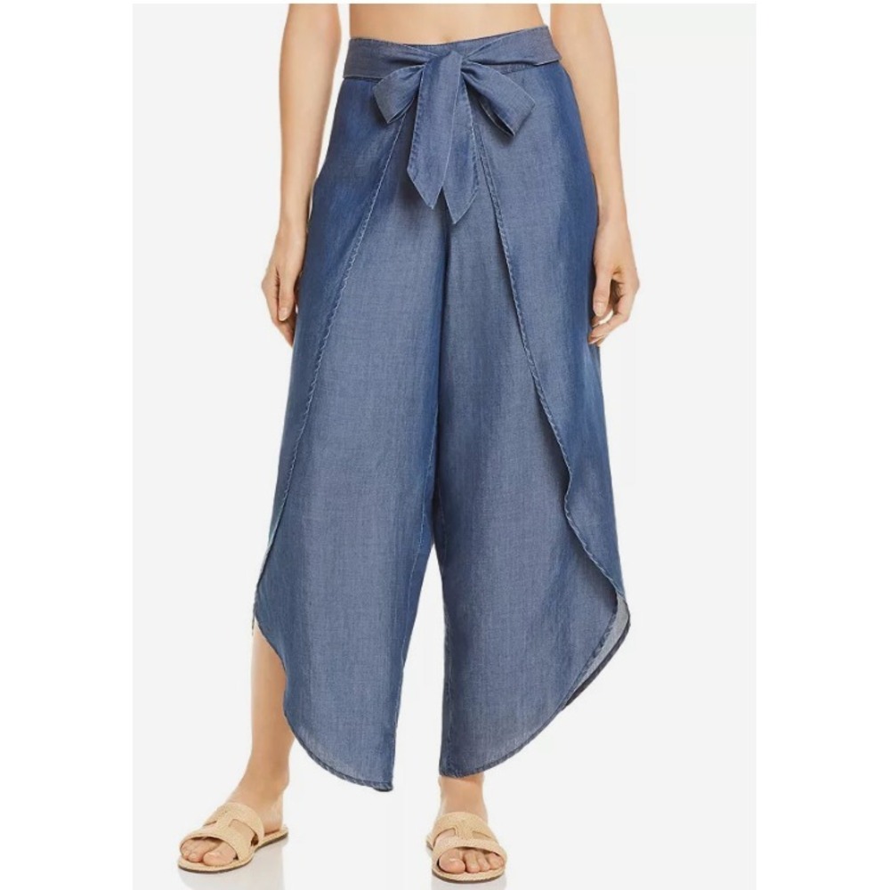 Tommy Bahama Tulip Pant Women's Sz Medium Tencel Chambray Beach Coastal Cute!